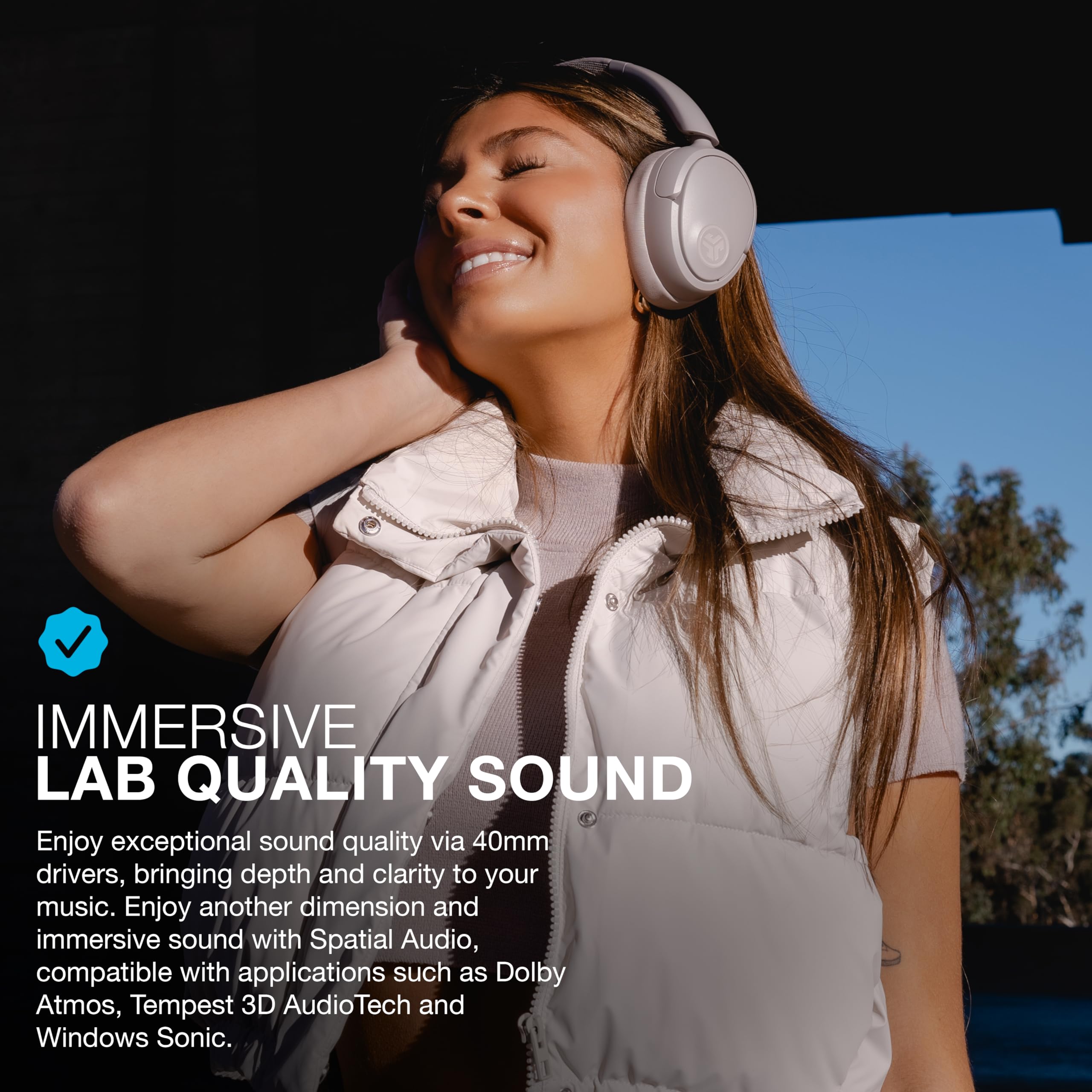 JLab JBuds Lux ANC Wireless Headphones, Mauve, Hybrid Active Noise Cancelling, Customizable Sound, Spatial Audio Compatible, Premium Over-Ear Bluetooth Headset