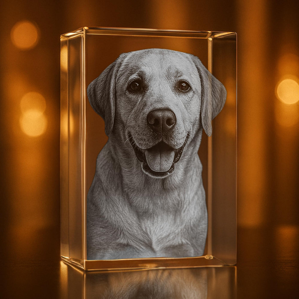 Personalized Pet Memorial 3D Photo Crystal – Custom Engraved Dog & Cat Picture in Crystal, Unique Pet Loss Sympathy Gift, Laser Etched Keepsake for Dog Lovers & Cat Lovers (3 x 2 x 2 inches)