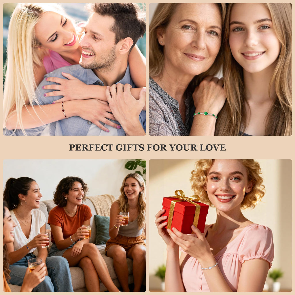 Mothers Day Gifts for Mom Birthstone Bracelets for Women,Teardrop Infinity Bracelet 925 Sterling Silver Women Charm Link Bracelet Adjustable,Valentines Day Gifts for Wife Anniversary Fine Jewelry Gifts for Mom Wife Girlfriend Her