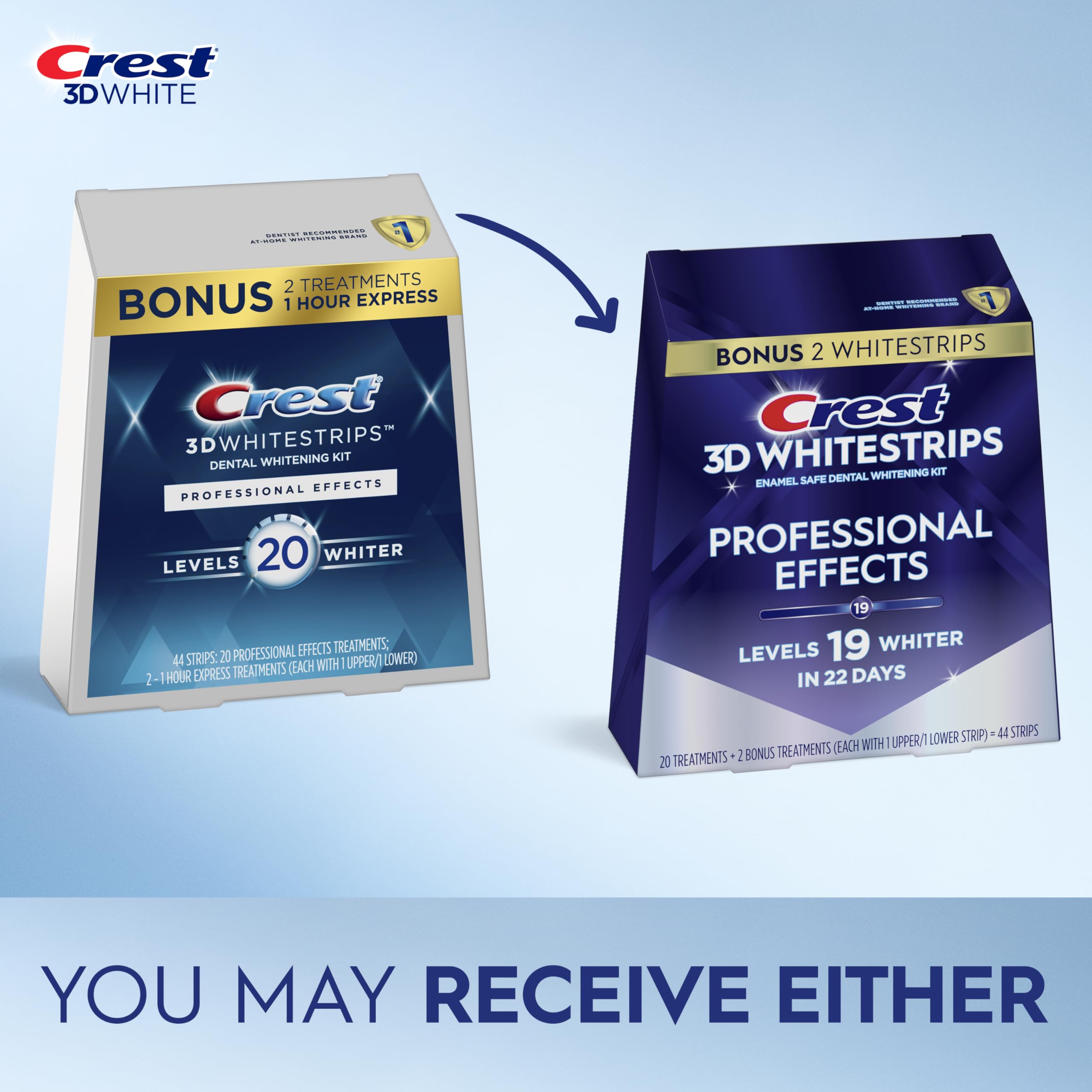 Crest 3D Whitestrips Professional Effects – Teeth Whitening Kit, 22 Treatments (20 + 2 Bonus), Each with 1 Upper/1Lower, 44 Strips – Crest 3DWhite Teeth Whitening Strips