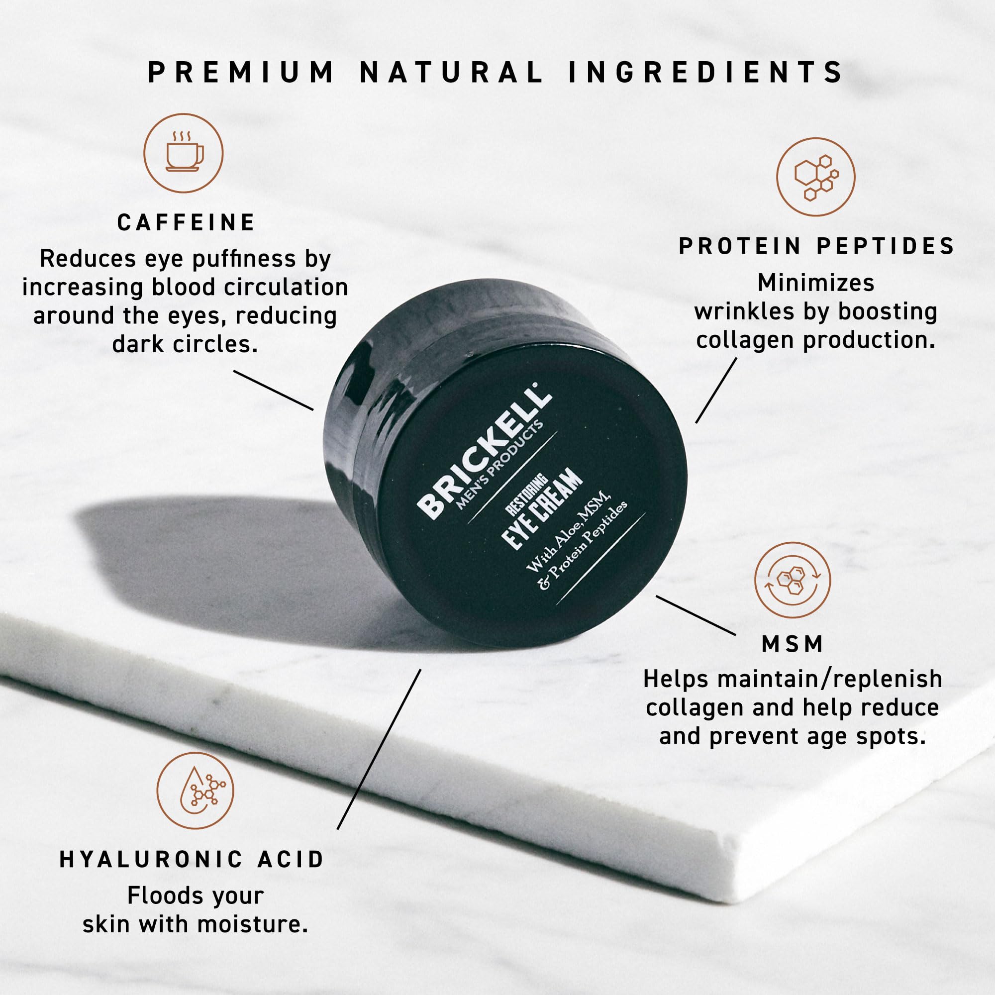 Brickell Men's Restoring Under Eye Cream for Men, Natural and Organic Anti Aging Eye Balm To Reduce Puffiness, Wrinkles, Dark Circles, Crows Feet and Under Eye Bags, 0.5 Ounce, Unscented