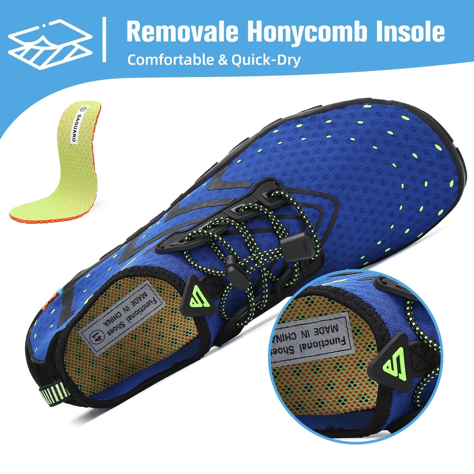 Mishansha Water Shoes for Women Men, Quick-Dry Barefoot Swim Shoes with Drainage Holes, Lightweight Aqua Shoe for Beach Pool River Boating Yoga Walking 8.5 Women/7 Men Cobalt Blue