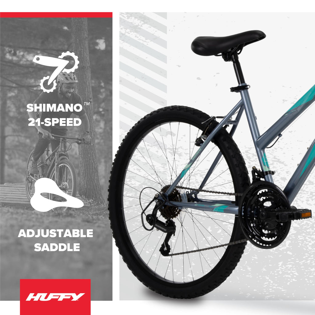 Huffy Stone Mountain Women's Mountain Bike, Gray, 26 Inch Wheels/17 Inch Frame