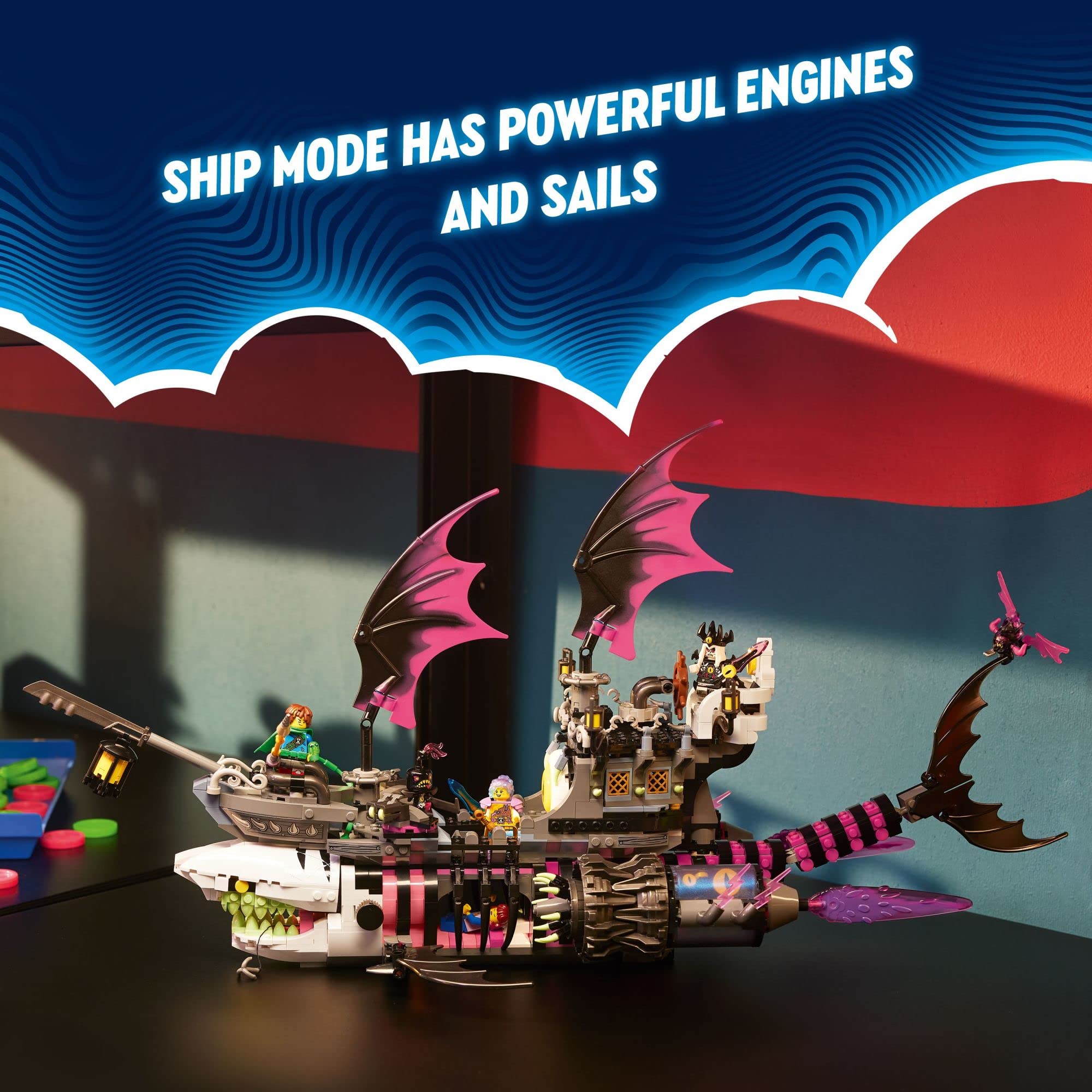 LEGO DREAMZzz Nightmare Shark Ship 71469, Construct The Building Toy Set as a Flying Pirate Ship or a Monster Truck, Includes 4 Minifigures, Shark Toy, Gift for Tweens and Kids Ages 10 and Up