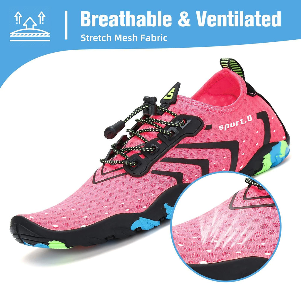 Mishansha Water Shoes for Women Men, Quick-Dry Barefoot Swim Shoes with Drainage Holes, Lightweight Aqua Shoe for Beach Pool River Boating Yoga Walking 8 Women/6.5 Men Pink