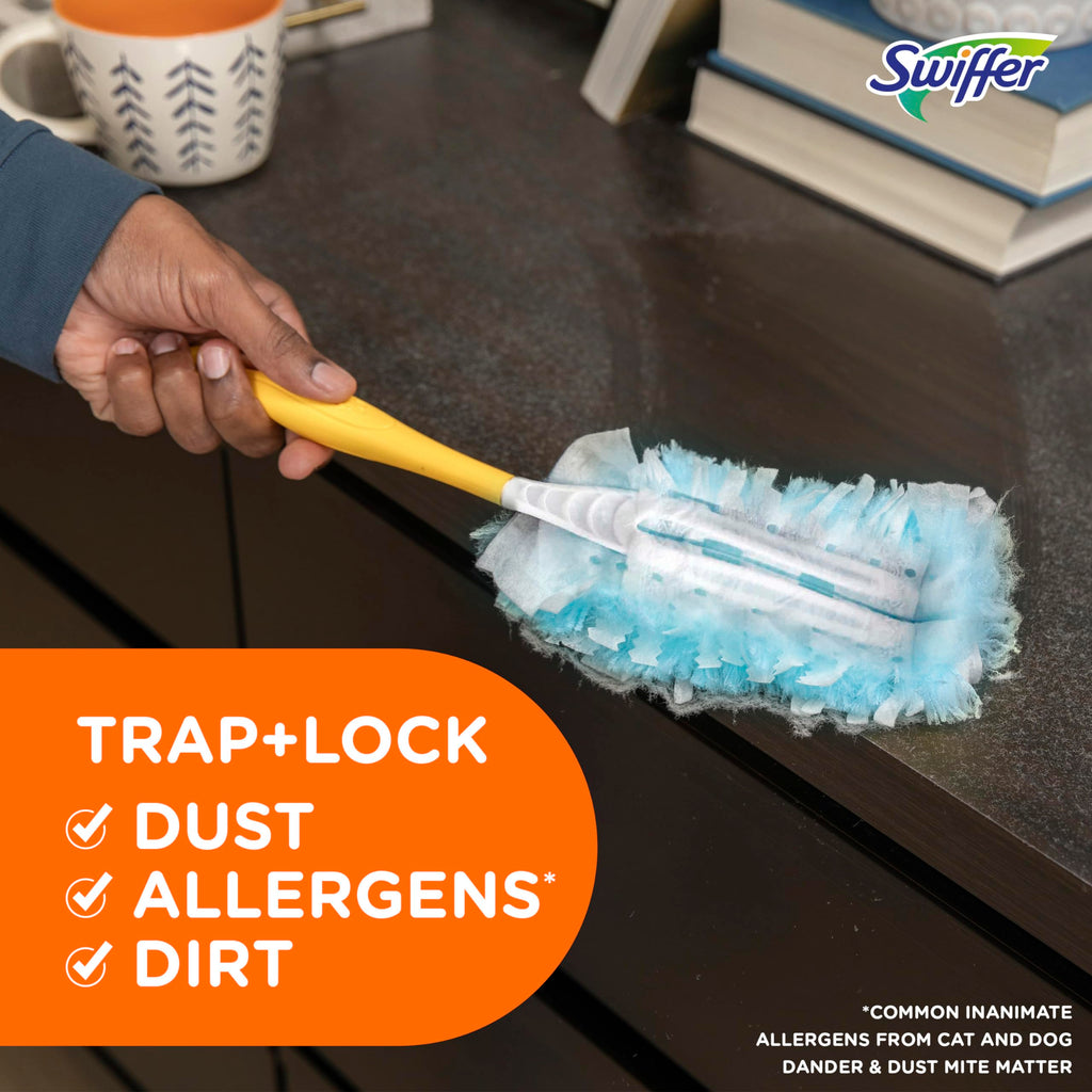 Swiffer Dusters Refill for Cleaning, Made by SWIFFER, Feather & Microfiber Duster Disposable Alternative, for Dusting Furniture, Blinds, Ceiling Fans, Walls, Helps Remove Allergens, Unscented, 18ct