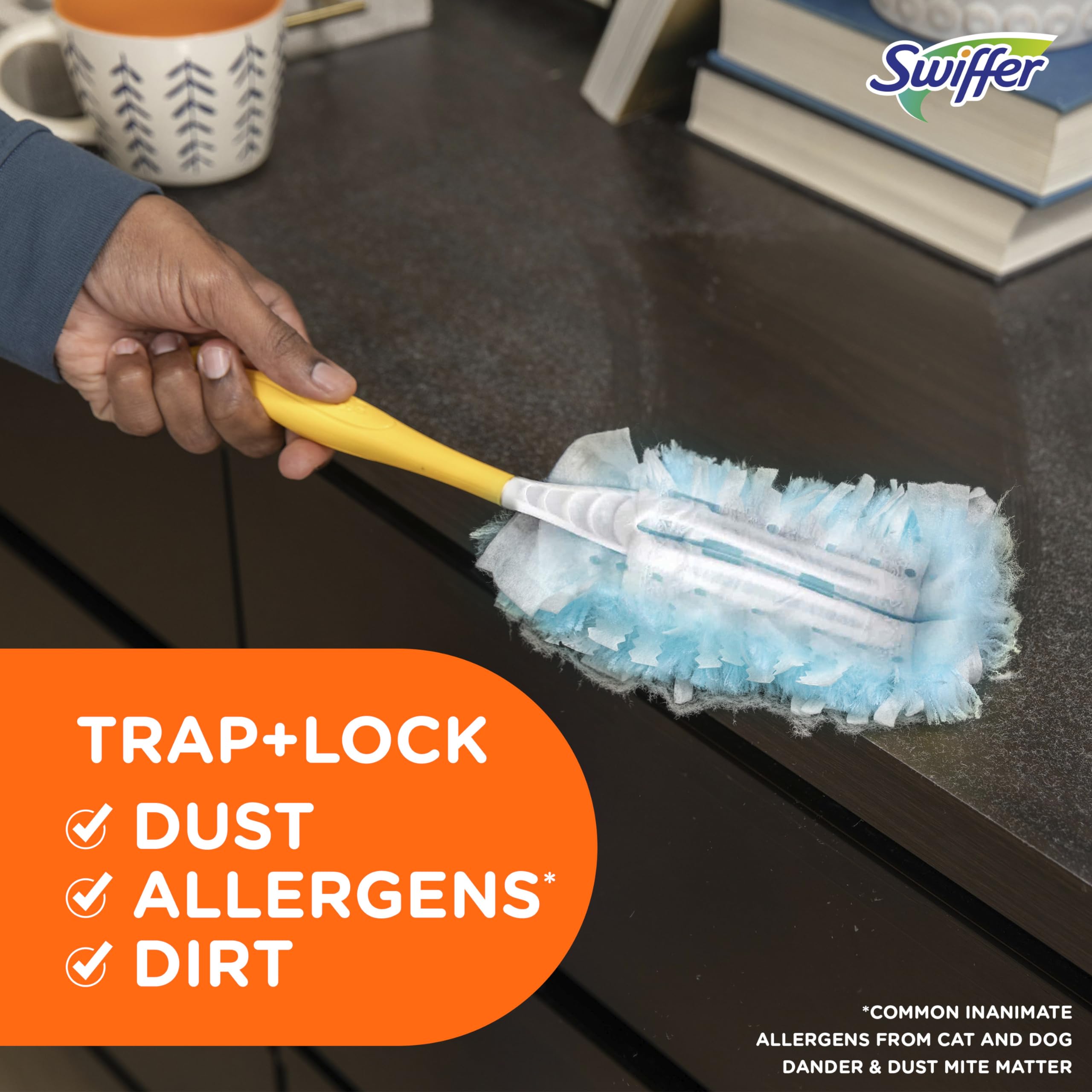 Swiffer Dusters Refill for Cleaning, Made by SWIFFER, Feather & Microfiber Duster Disposable Alternative, for Dusting Furniture, Blinds, Ceiling Fans, Walls, Helps Remove Allergens, Unscented, 18ct