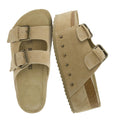 CUSHIONAIRE Guru Platform Sandals Women Footwear – Comfortable Genuine Leather Footbed Studded Chunky Slide Summer Sandals for Women 2026, KHAKI 6.5W