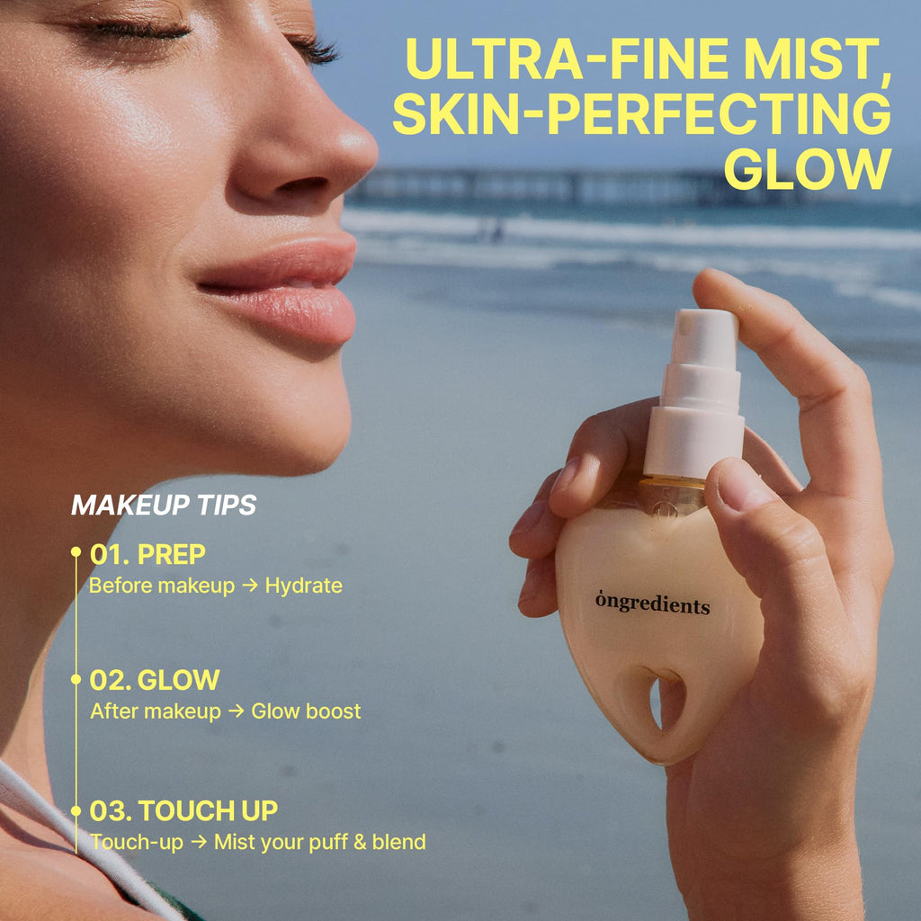ONGREDIENTS Skin Barrier Glow Mist (Heart Edition), Dual-Layer Facial Mist, 98% Pure Glutathione, Multi-Peptide, Centella, Ultra-Fine Spray, Dry and Sensitive Skin, Korean Skin Care 1.69 fl. oz.