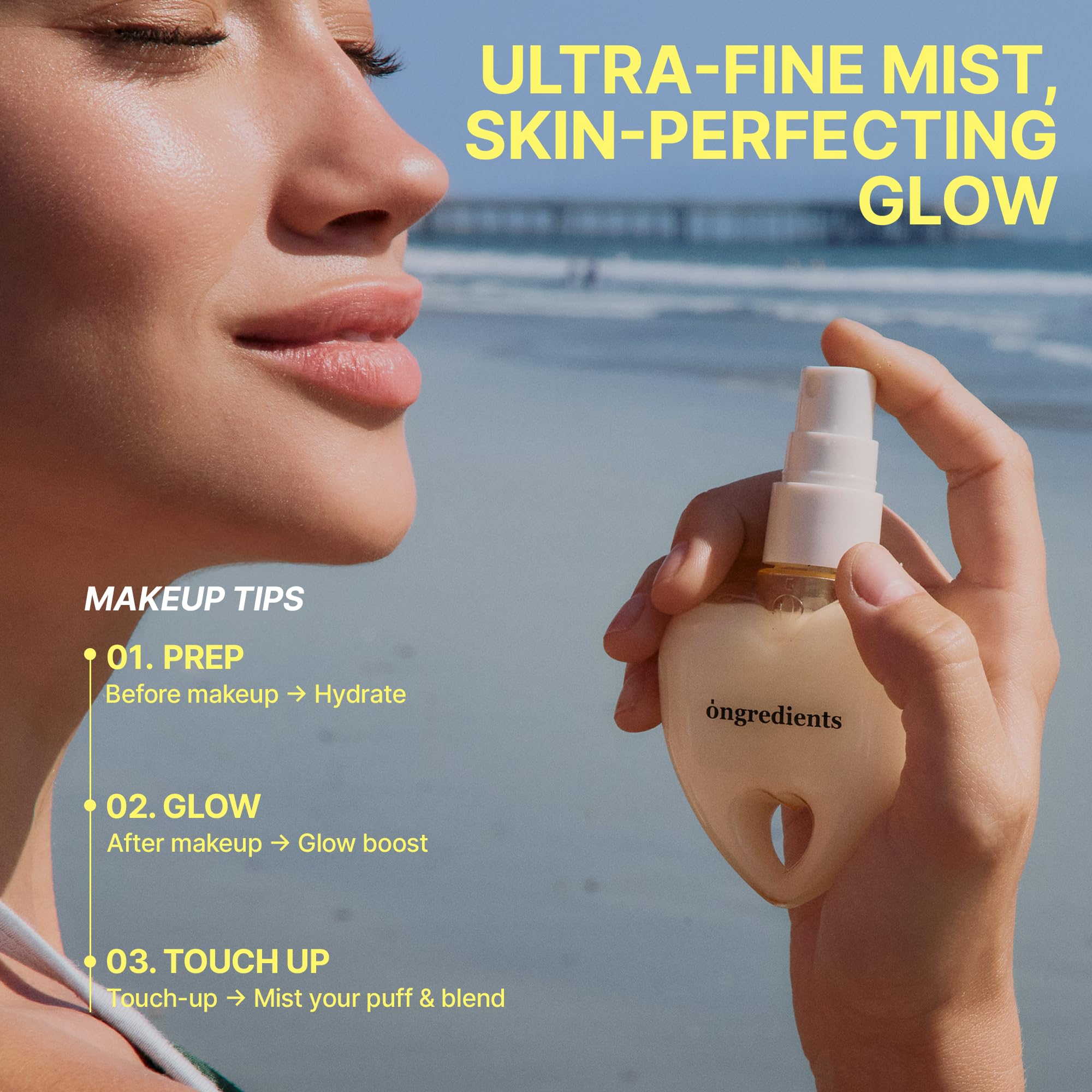 ONGREDIENTS Skin Barrier Glow Mist (Heart Edition), Dual-Layer Facial Mist, 98% Pure Glutathione, Multi-Peptide, Centella, Ultra-Fine Spray, Dry and Sensitive Skin, Korean Skin Care 1.69 fl. oz.