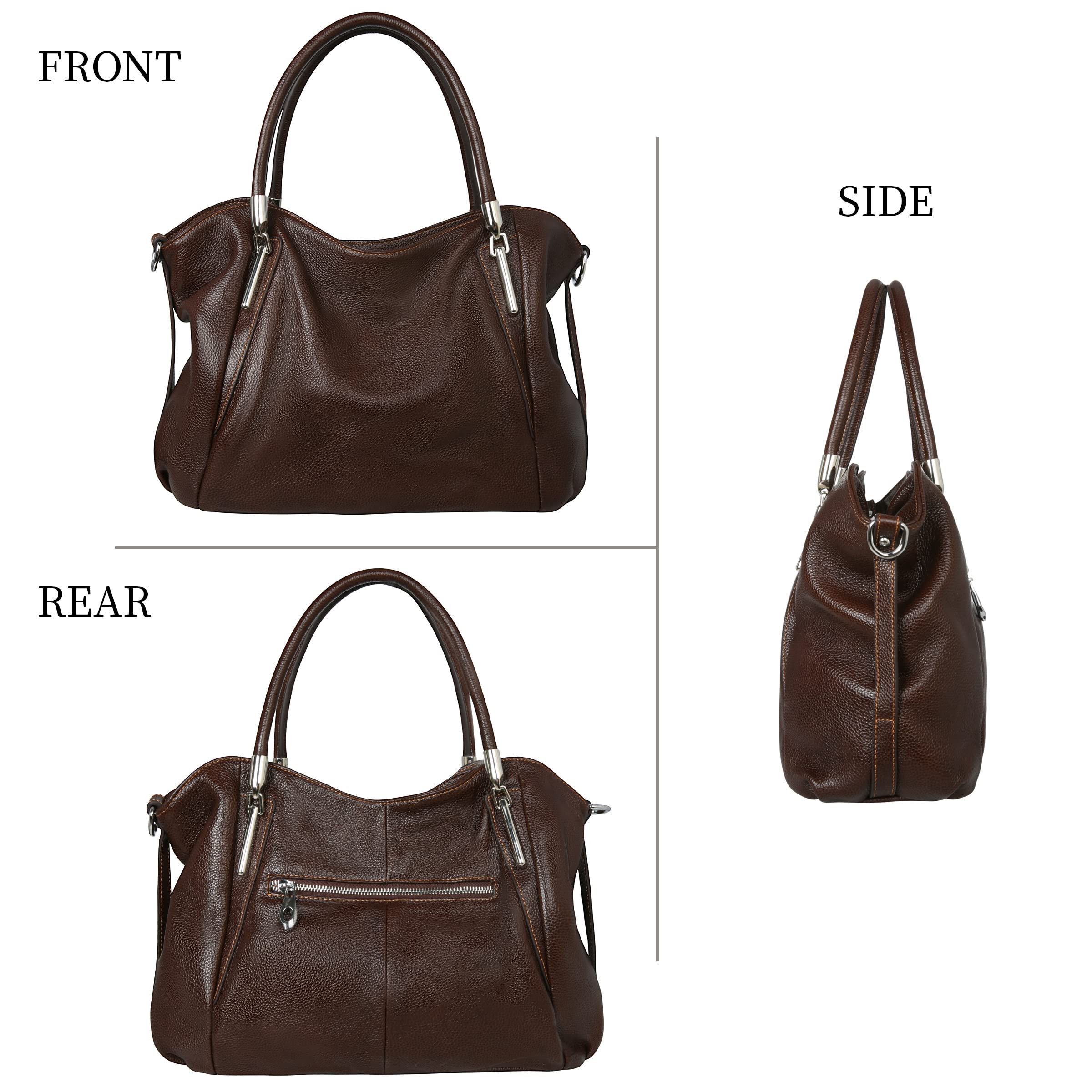 HESHE Women's Leather Shoulder Bag Trendy Designer Tote Bag Sacthel Purse Large Capacity Travel Bag Crossbody Hobo Bags (Coffee)