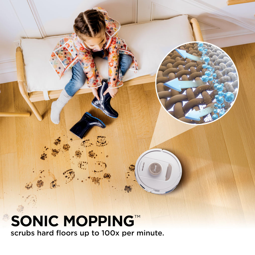 Shark Stratos 2-in-1 Robot Vacuum & Mop with 25+ Hands-Free Features & NeverTouch Self-Cleaning Base, Precision Mapping, Autolift Technology, HEPA Filtration, Edge Detect, White, RV2720ZE