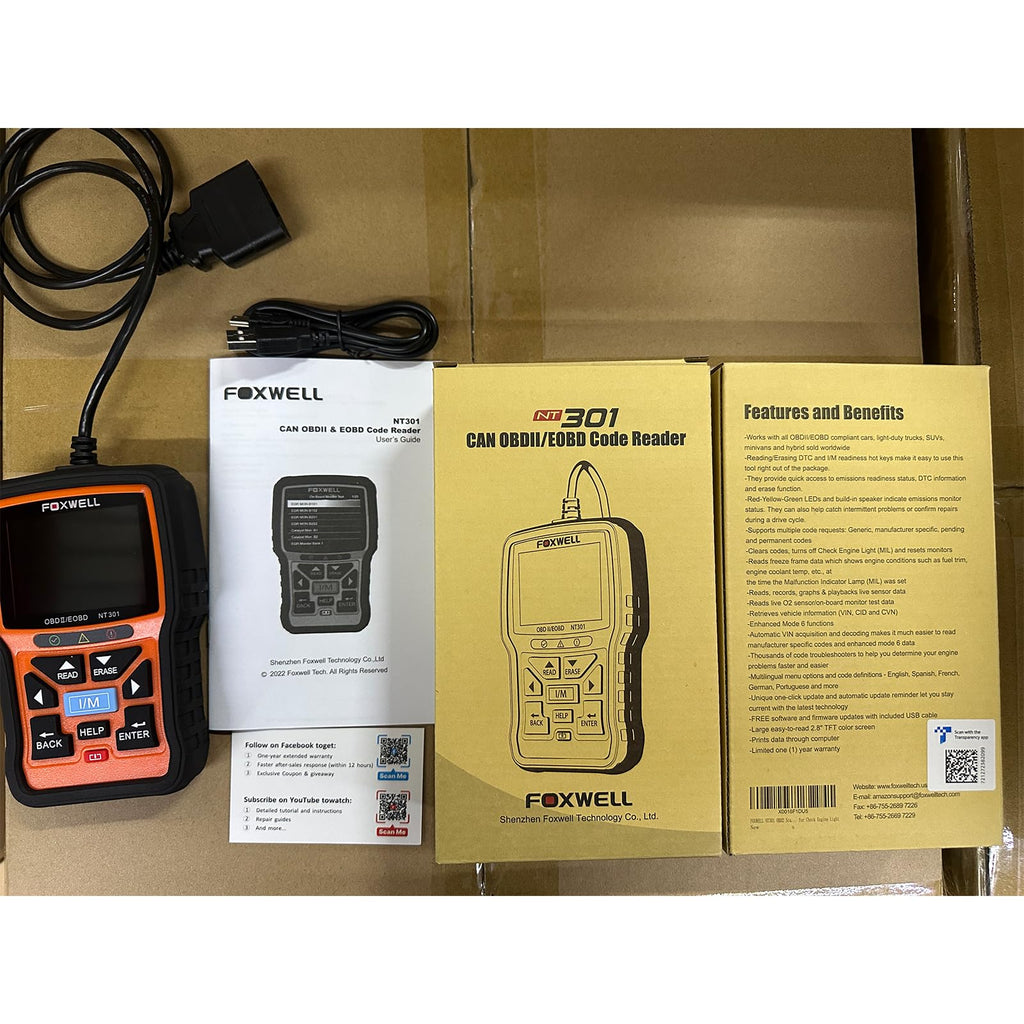 FOXWELL NT301 OBD2 Scanner Live Data Professional Mechanic OBDII Diagnostic Code Reader Tool for Check Engine Light