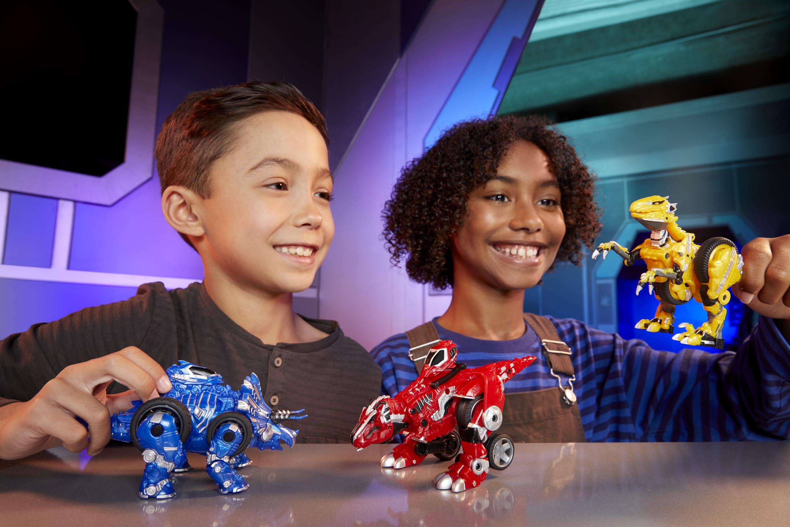 Armorsaurs Evolver Blaze Transforming Raptor to Vehicle Toy, 2-in-1 Dino Figure with Multi-Step Conversion, Kids, Boys, Girls, Ages 6+