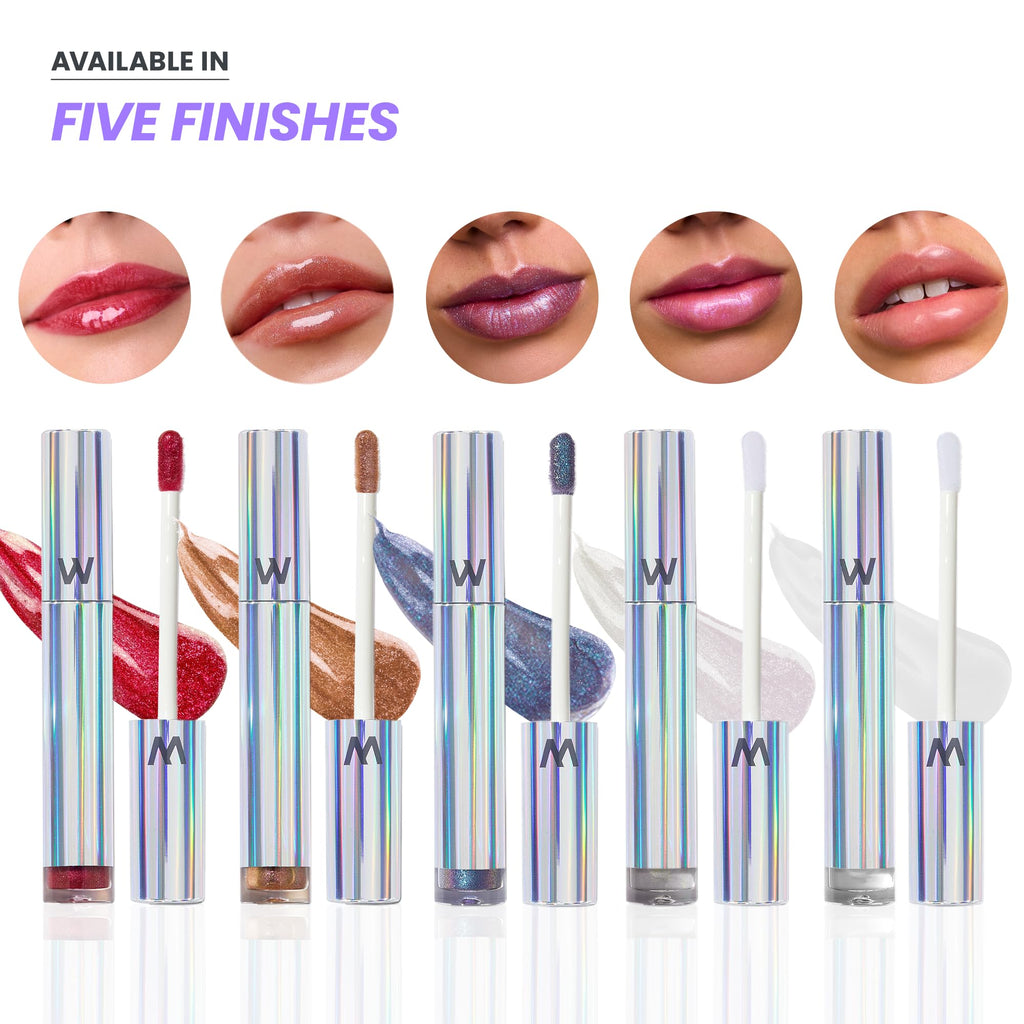 Wonderskin Lip Gloss Blading Top Gloss Red Glitter Lip Gloss, Hydrating and High Shine Finish Lip Makeup (Red Glitter)