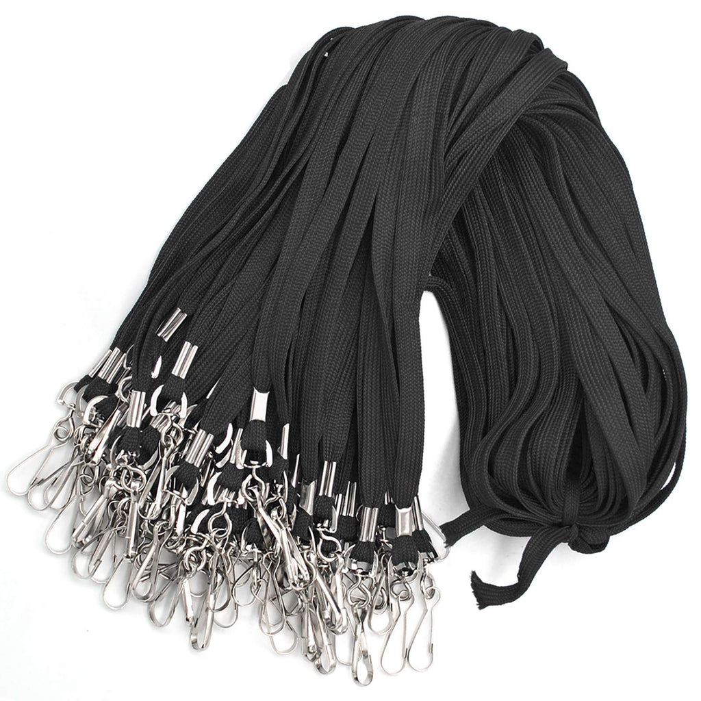 Bird Fiy Black Lanyard 100 Pack Bulk Badge Lanyards for ID Badges Neck Cruise Name Tag ID Holder