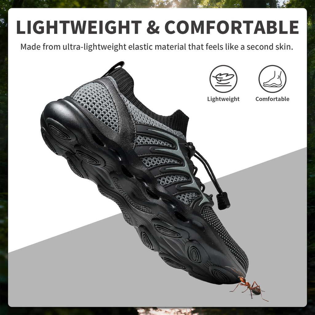 Water Shoes for Men Women Hiking Amphibious Beach Mens Shoes Lightweight Water Sports Shoes for Swimming Fishing Kayaking BlackGrey