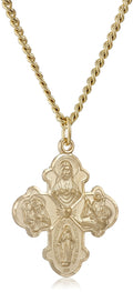 Amazon Essentials Men's 14k Gold-Filled 4-Way Medal Pendant Necklace with Gold-Plated Stainless Steel Chain, 24"