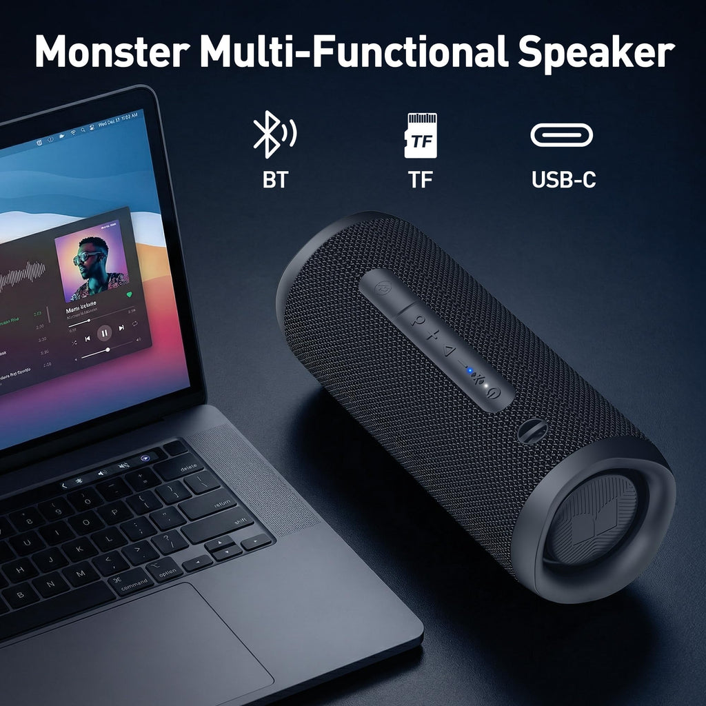 Monster Bluetooth Speaker, Wireless Portable Outdoor Bluetooth Speakers, 60W True Wireless Stereo IPX8 Waterproof, Dual PairingBluetooth 5.4 Built-in Mic, Outdoor Speaker