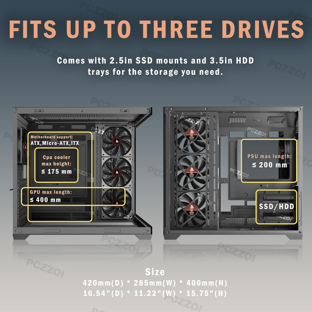 KEDIERS PC CASE ATX 4 Fans Pre-Installed, Type-C Mid Tower Computer Case with Full-View Dual Tempered Glass, Gaming PC Case,Black,K4