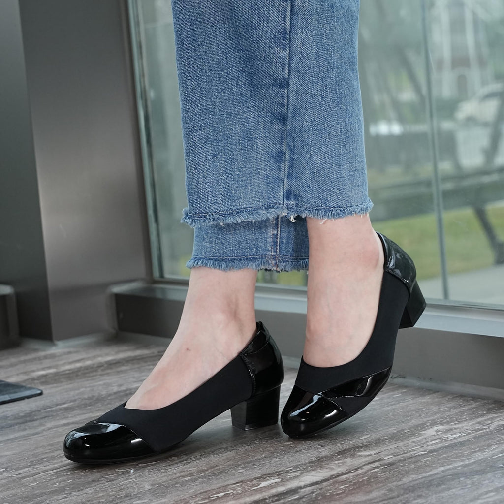 Ortho+rest Women Bunion Dress Shoes Low Heel Orthopedic Slip on Loafers Orthotic Pumps (8.5,Black)