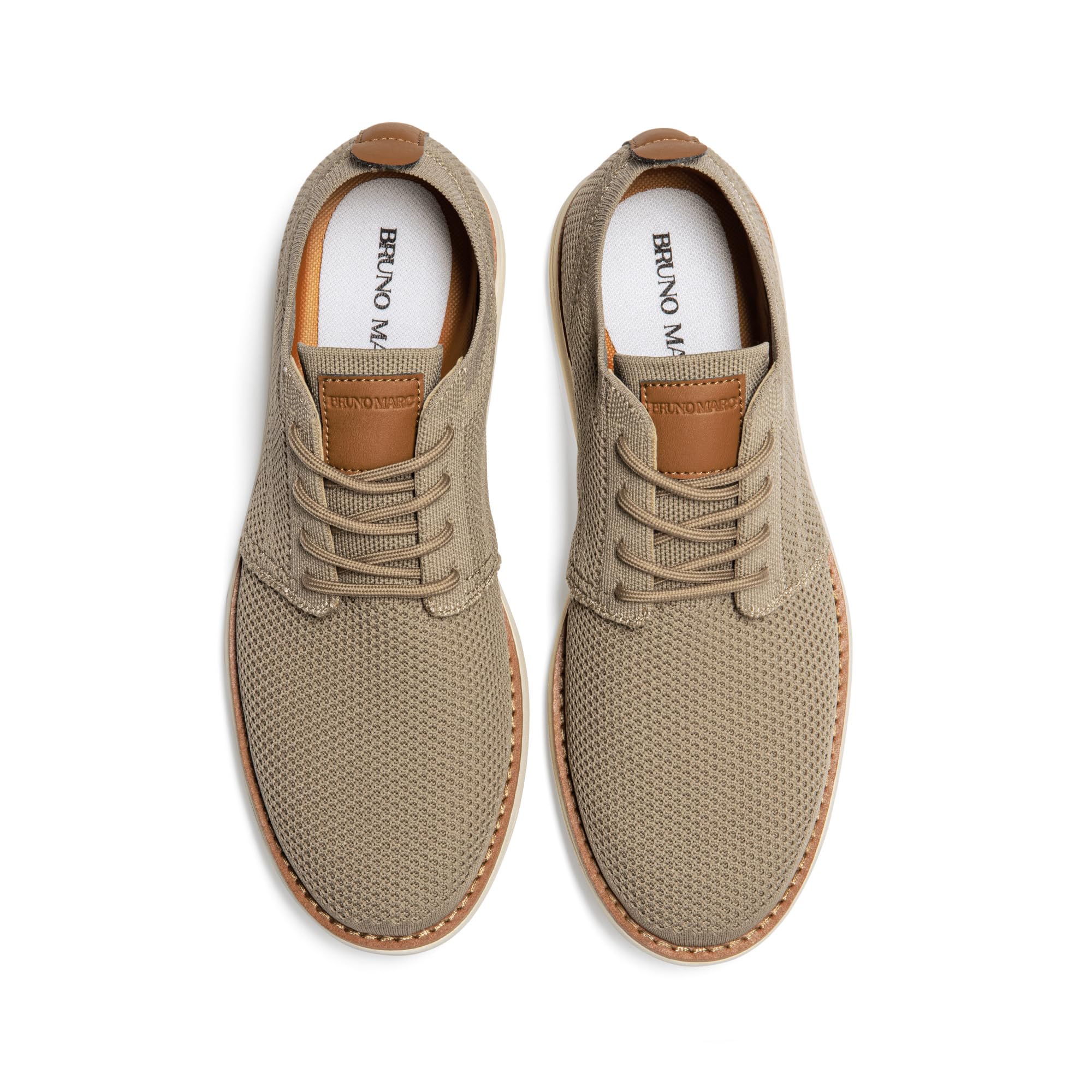 Bruno Marc Men's KnitFlex Breeze Mesh Sneakers Oxfords Lace-Up Lightweight Casual Walking Shoes,Size 11,Khaki,GRAND-01