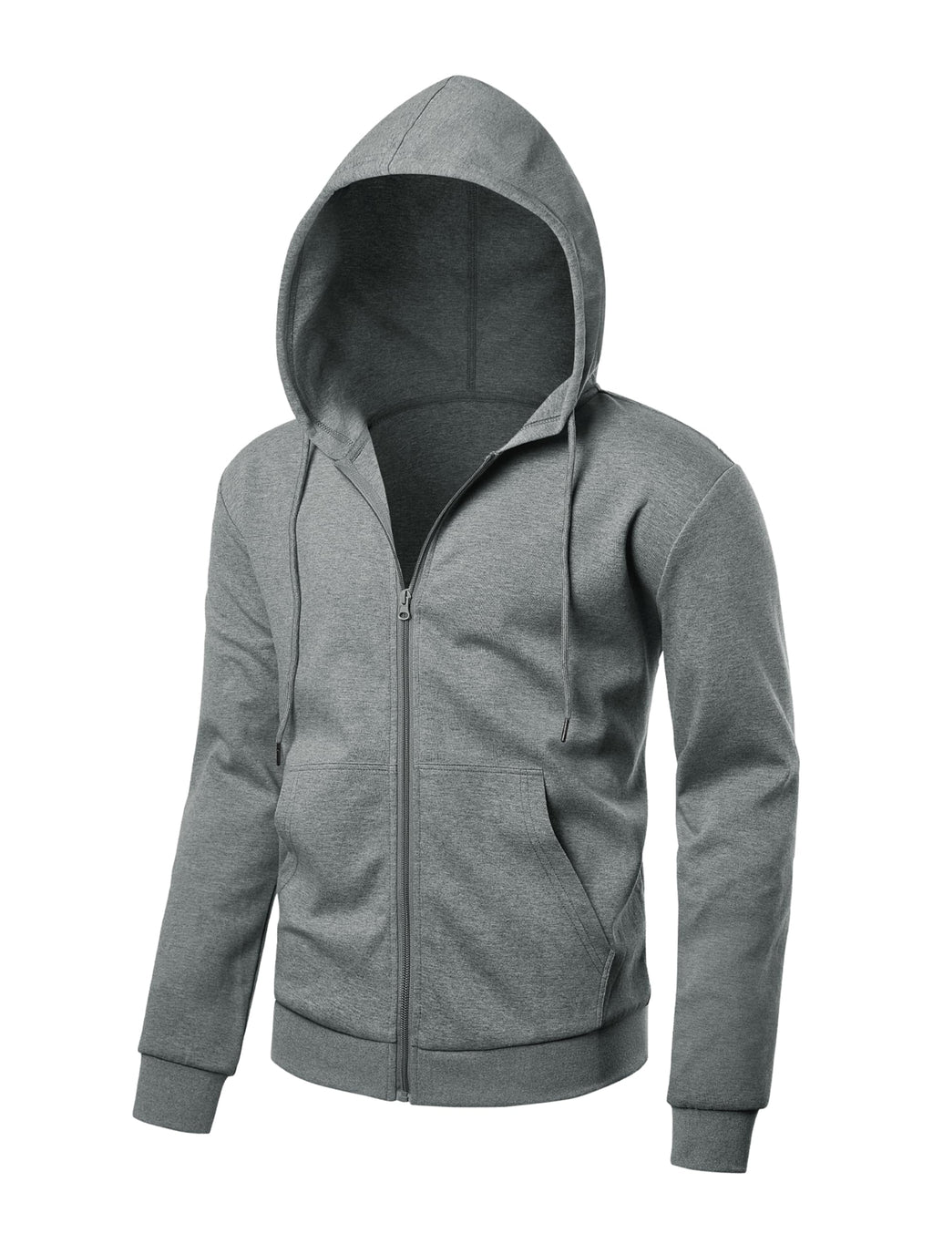 ALTHLEMON Men's Lightweight Zip Up Hoodie Long Sleeve Sweatshirt Athletic Slim Fit Basic Jacket with Pockets(Regular & Tall)(Charcoal Heather 3XL)
