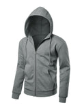 ALTHLEMON Men's Lightweight Zip Up Hoodie Long Sleeve Sweatshirt Athletic Slim Fit Basic Jacket with Pockets(Regular & Tall)(Charcoal Heather 3XL)