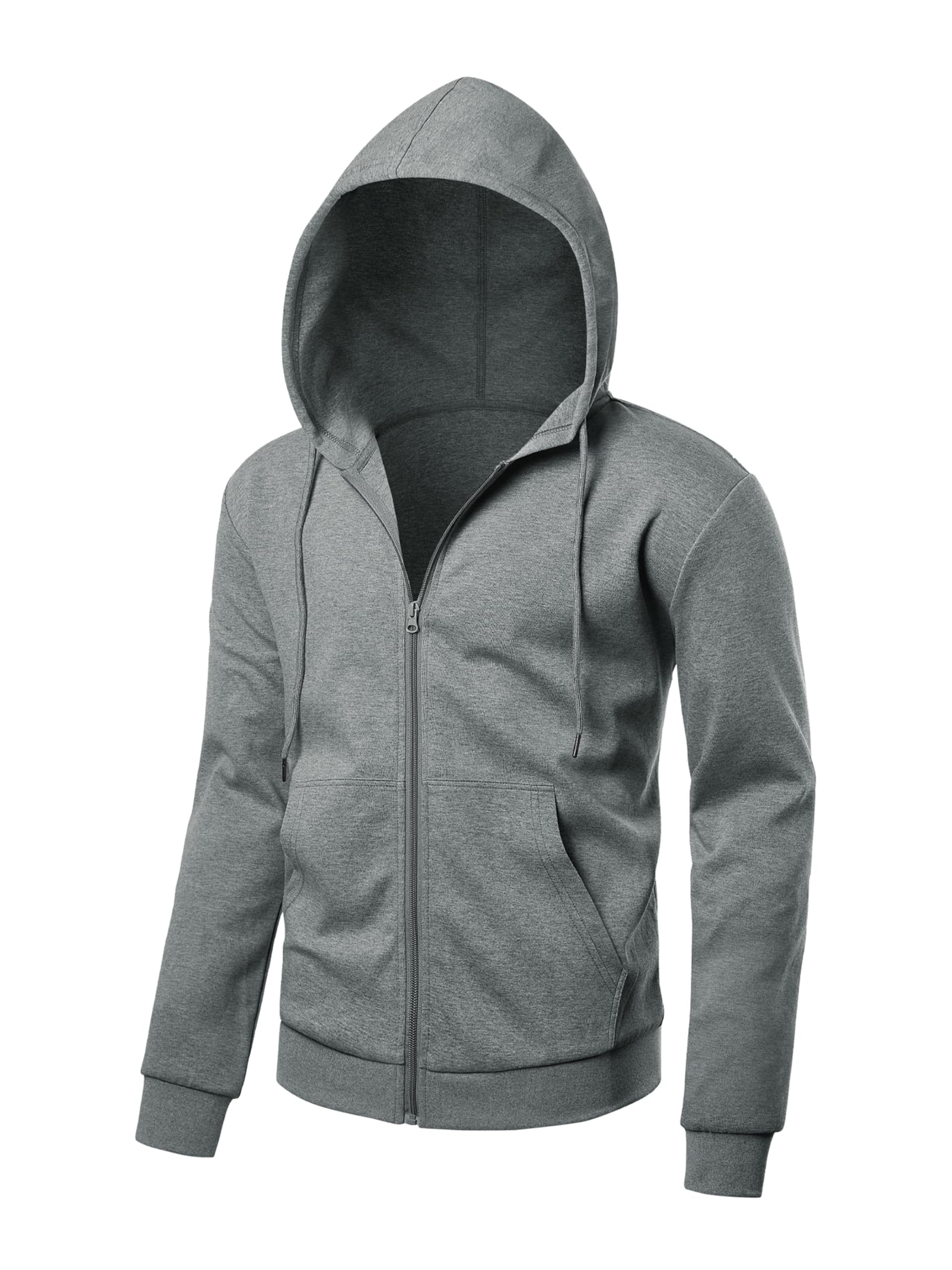 ALTHLEMON Men's Lightweight Zip Up Hoodie Long Sleeve Sweatshirt Athletic Slim Fit Basic Jacket with Pockets(Regular & Tall)(Charcoal Heather 3XL)
