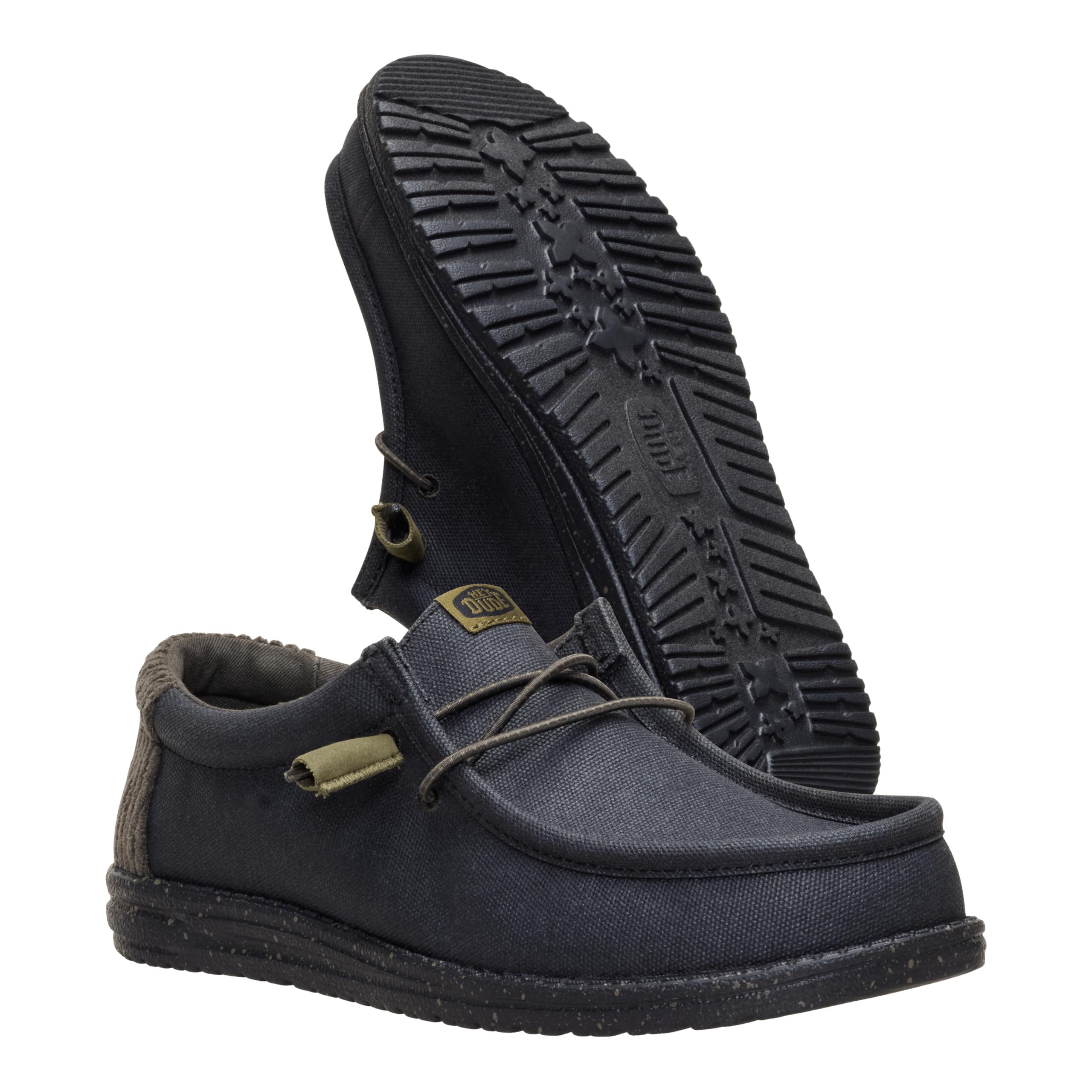 HEYDUDE Wally Waxed Casual Black/Black Size 11, Men’s Shoes, Slip-on Loafers, Comfortable & Light-Weight