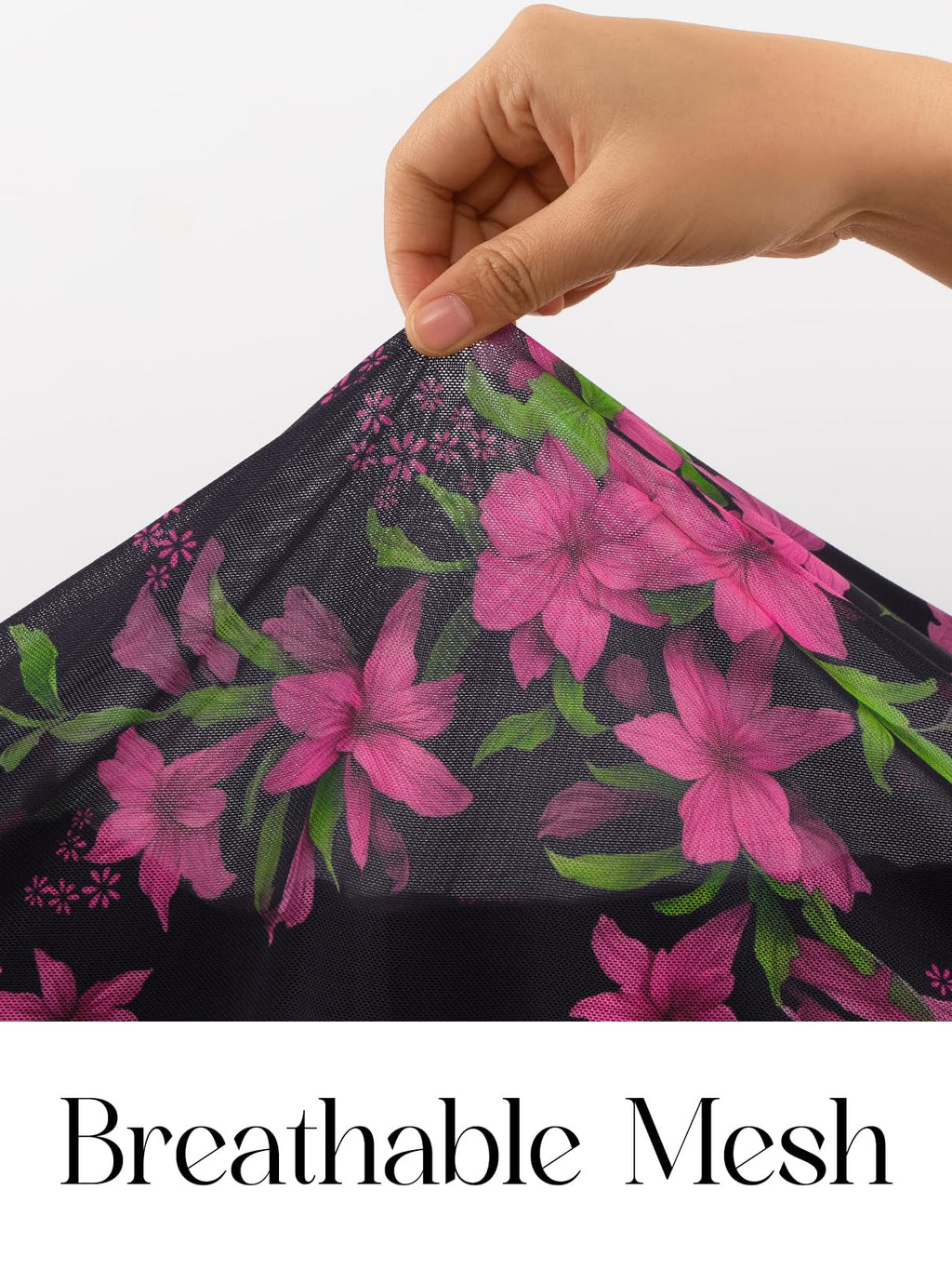 MEROKEETY Women's 2026 Summer Floral Bodycon Dress Square Neck Sleeveless Ruffle Cocktail Mesh Beach Vacation Midi Dresses, Black, Medium
