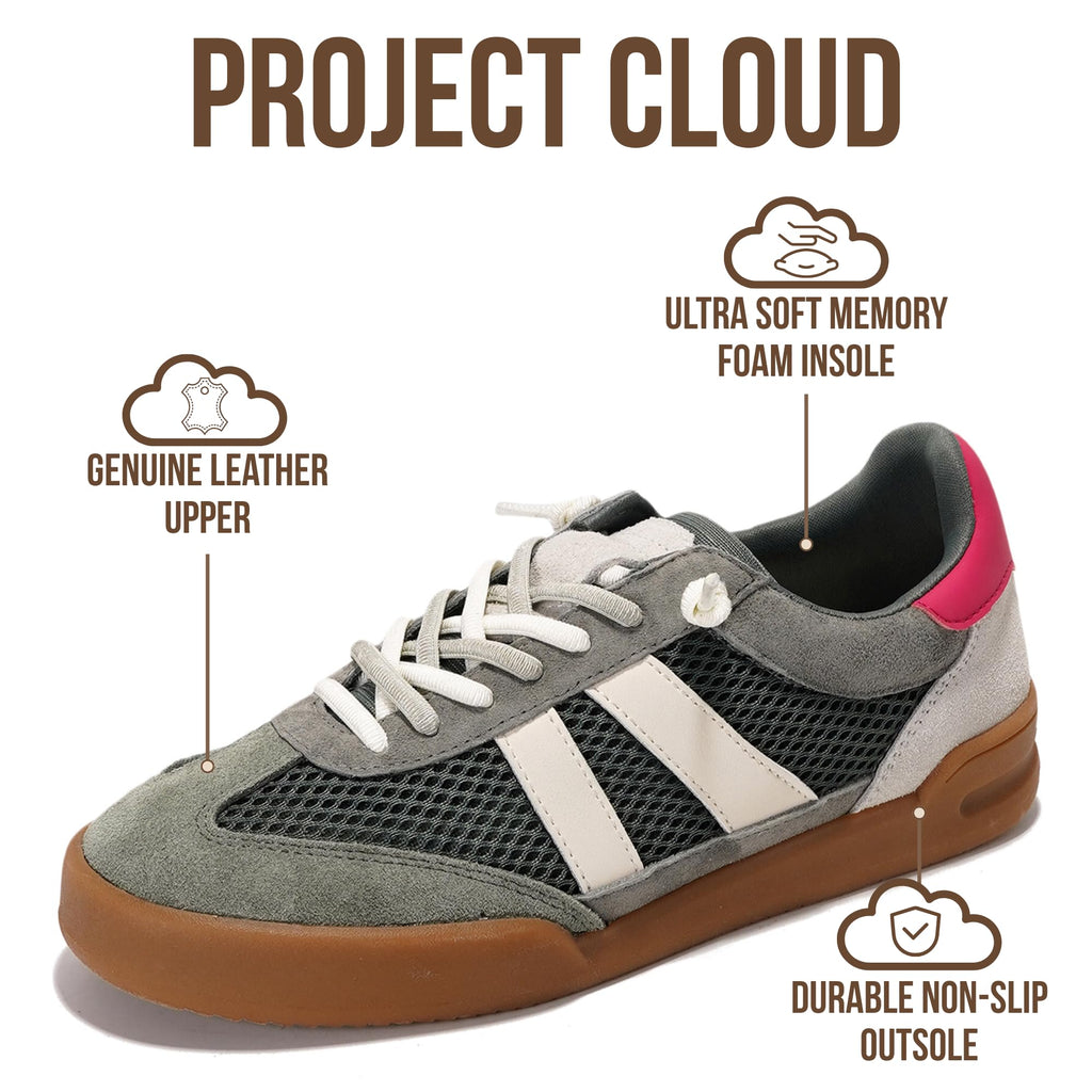 Project Cloud 100% Genuine Leather Casual Sneakers for Women - Memory Foam Insoles - Womens Shoes & Lightweight Women's Fashion Sneakers - Slip On Shoes for Women Footwear(Verdy,OLIVESU,8)