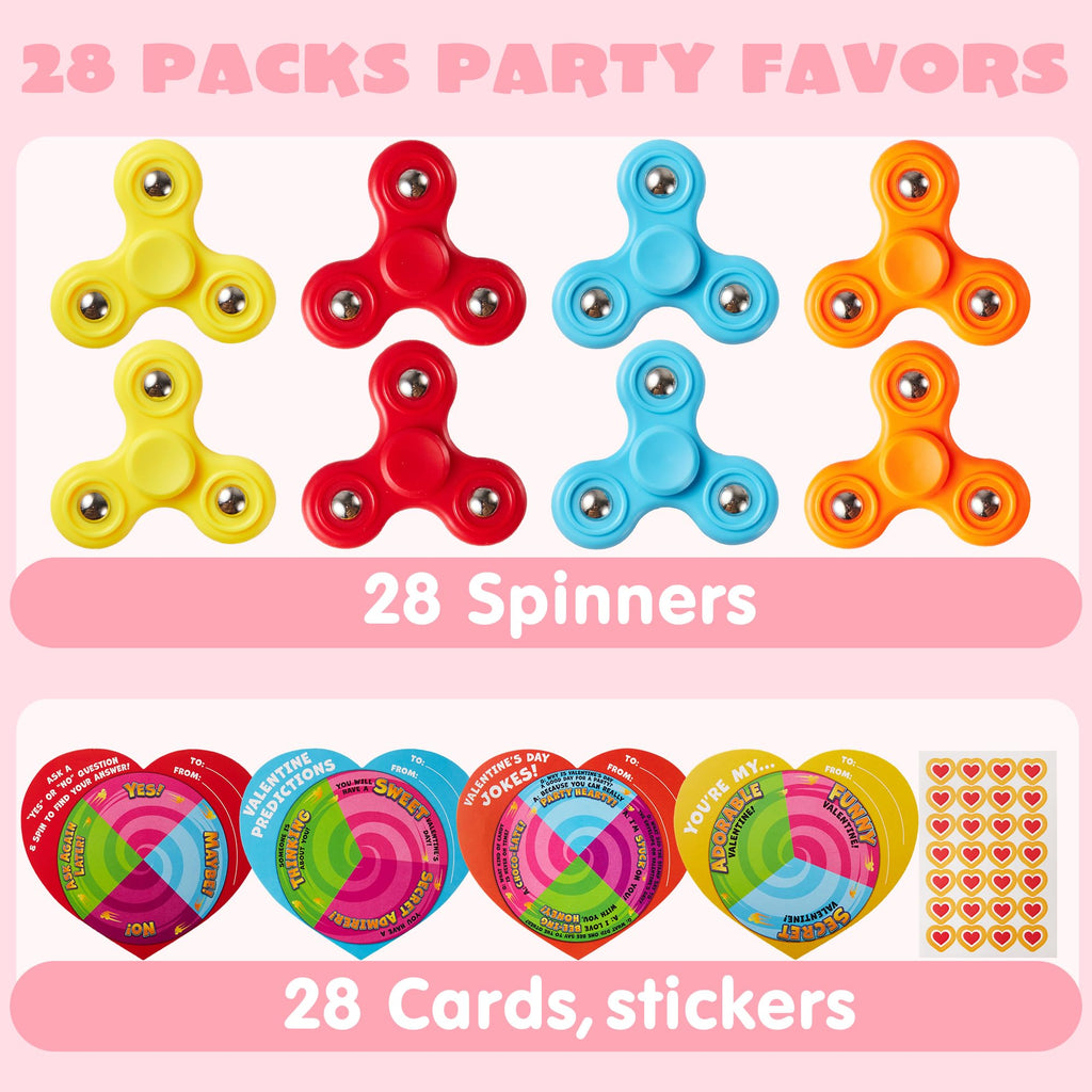 JOYIN 28 PCSFidget Spinner with Gifts Cards, Stress Relief Hand Finger Spinner Fidget Toy for Kids Party Favors for Classroom Exchange Toy, School Classroom Prizes Exchange Gift