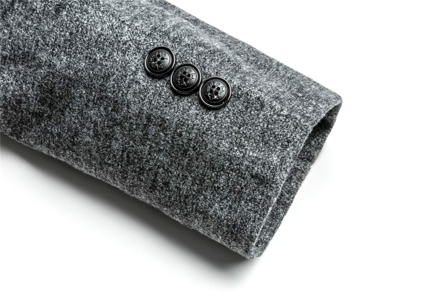 INVACHI Men's Wool Blend Trench Coat Notched Collar Single Breasted Overcoat with Detachable Plaid Scarf