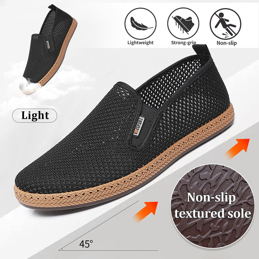 Wsvpeto Mens Slip on Canvas Loafers Casual Shoes Sneakers Comfy Walking Slipers Shoes Pain Relief for Men Black Fashion Breathable Loafers