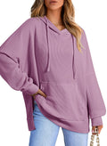 Dokotoo Women Ladies Hoodies Oversized Long Sleeve Sweatshirt for Women 2025 Fashion Fall Plus Size Waffle Knit Winter Clothes Hooded Sweatshirts Casual Loose Hoodie with Pocket Purple Small