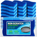 AIDEA Non Scratch Scrub Sponge, 24Count, Sponges for Dishes, Sponges Kitchen, Cleaning Sponge, Cleans Fast Without Scratching, Stands Up to Stuck-on Grime, Cleaning Power for Everyday Jobs