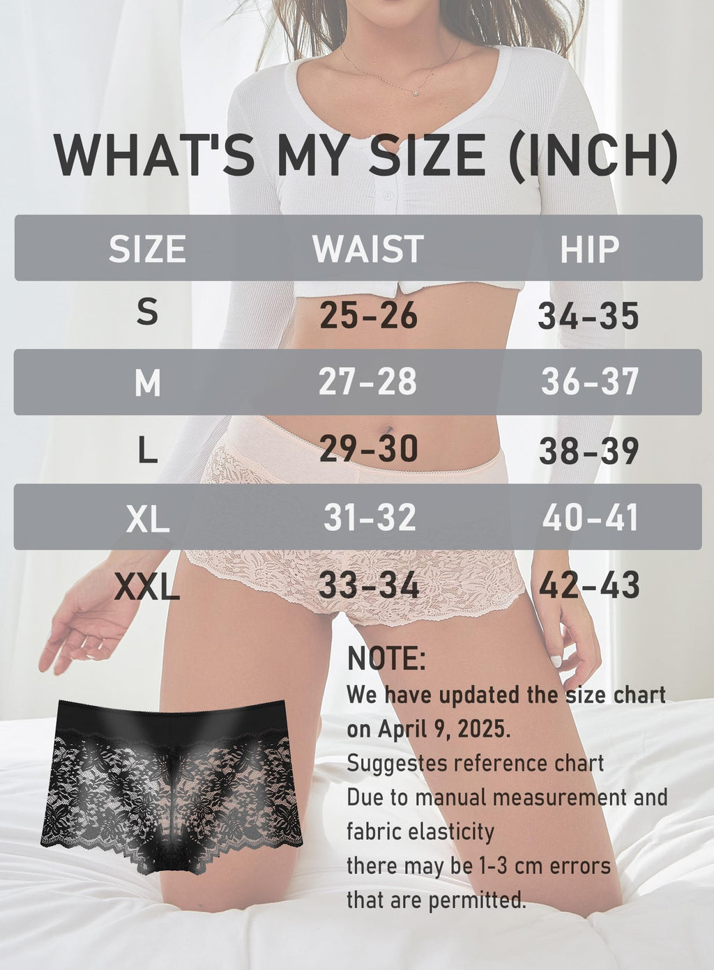 ALL OF SHE Lace Boyshort Sexy Underwear Womens Panties Cheeky Plus Size Lingerie Stretch Cotton Waistband S-3XL 5 Pack