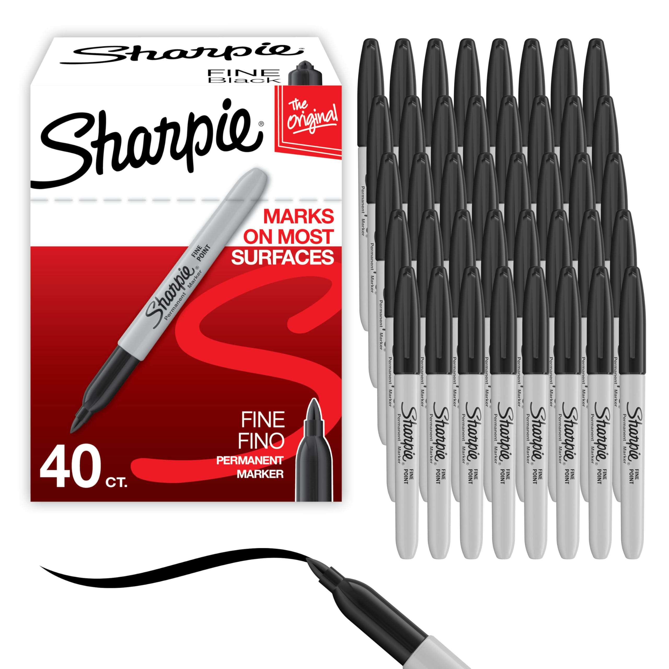 Sharpie Fine Point Permanent Marker, 40 Count - Writing, Journaling, Note-Taking, Teacher Supplies, Office, Back to School