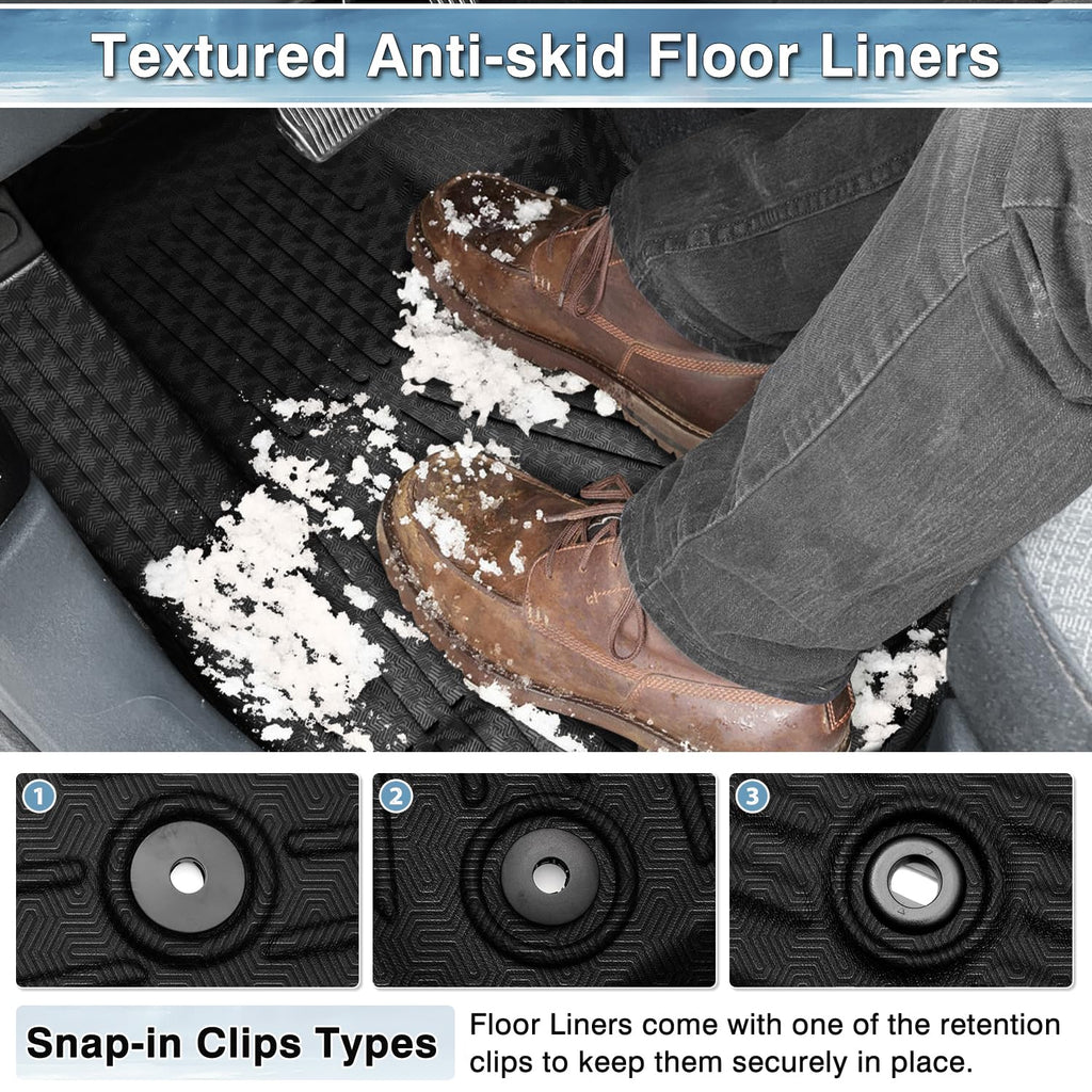 Mixsuper Custom Fit Floor Mats for Ford Maverick 2026 2025 2024 2023 2022 (Only Fits Hybrid Models) All Weather Floor Liners 1st & 2nd Row Set Black
