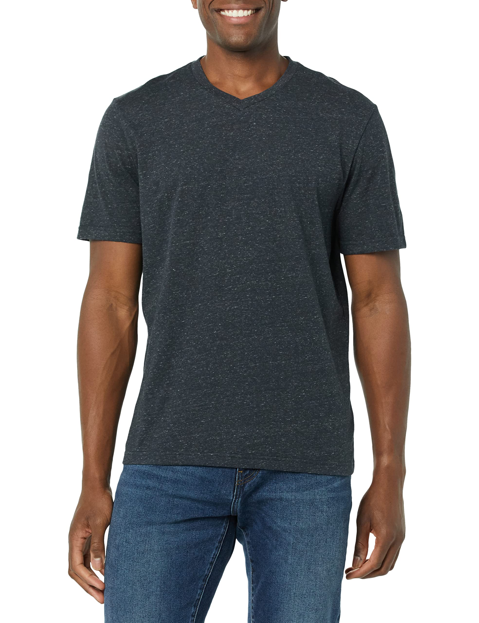 Amazon Essentials Men's Short-Sleeve V-Neck T-Shirts, Pack of 2, Charcoal Heather, 4X-Large Big