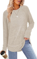 Sampeel Womens Early Fall Fashion 2025 Tunic Tops for Women Loose Fit Dressy Casual Sweaters Long Sleeve Shirts Fall Clothes Comfiest Airport Outfits Beige L