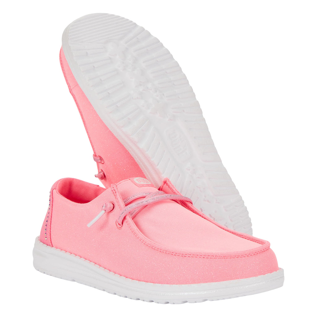 HEYDUDE Wendy Stardust Plumeria Pink Size 8, Women’s Shoes, Women’s Slip-on Loafers, Comfortable & Light-Weight