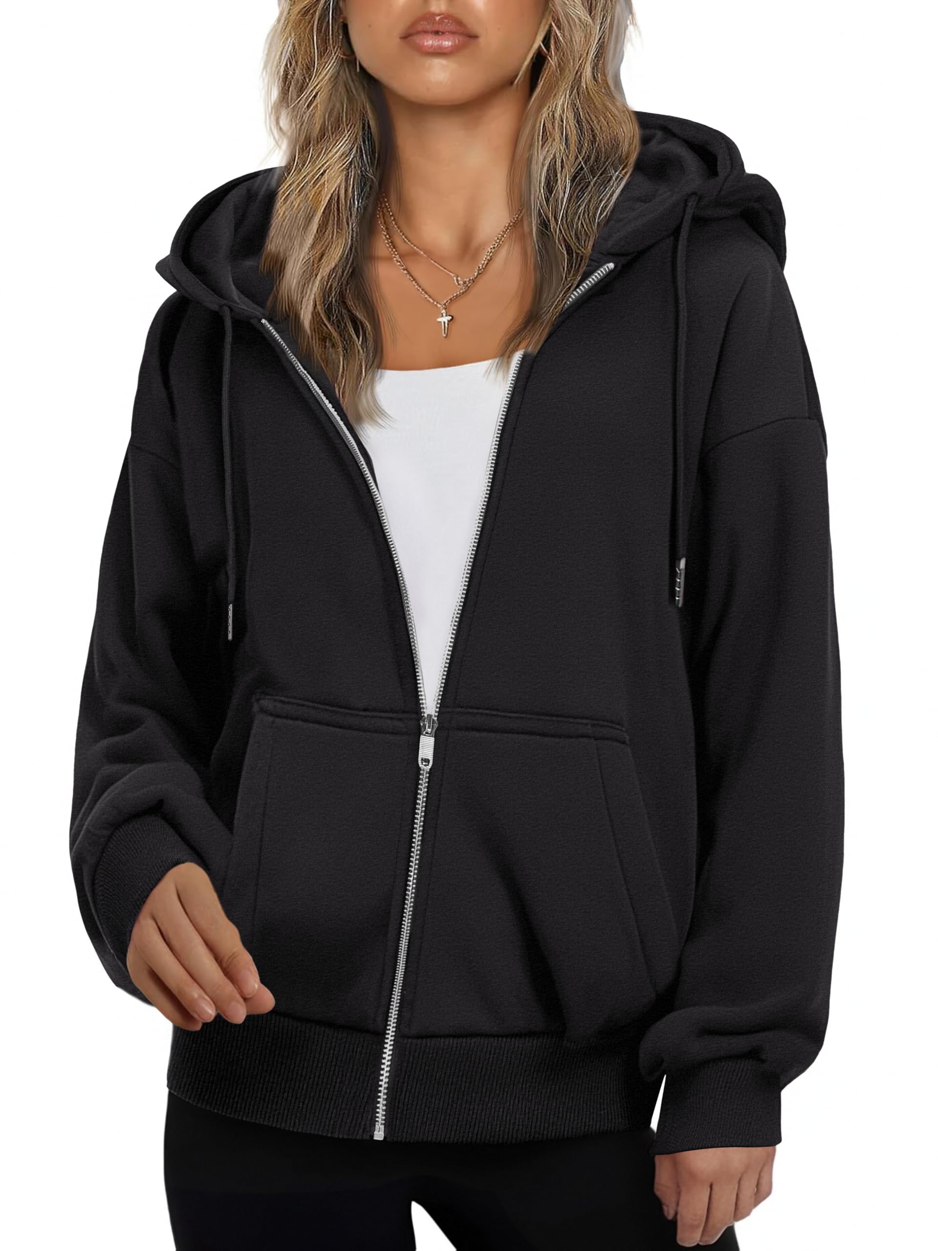 Zeagoo Hoodies Hoodie Sweatshirt Women Hoodies 2025 Fleece Jacket Women Oversized Sweatshirt Hoodies Black