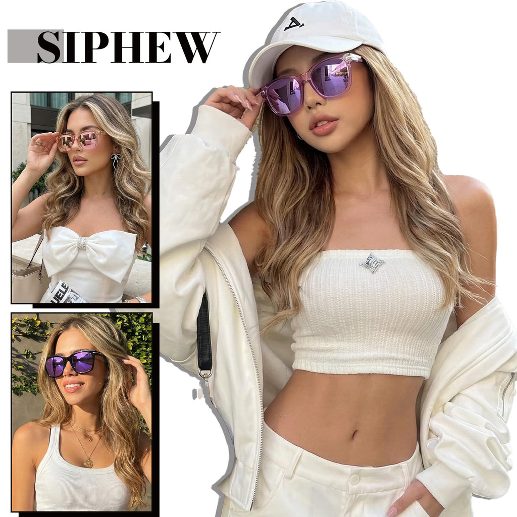 SIPHEW Polarized Sunglasses for Women/Men|Large Frame Sunglasses w UV400 Protection| Oversized Square S Mirrored Shade