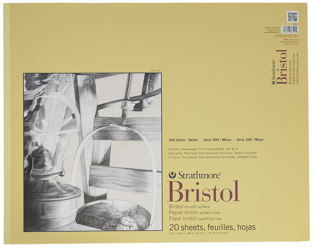 Strathmore 300 Series Bristol Smooth Pad, 19"x24" Tape Bound, 20 Sheets