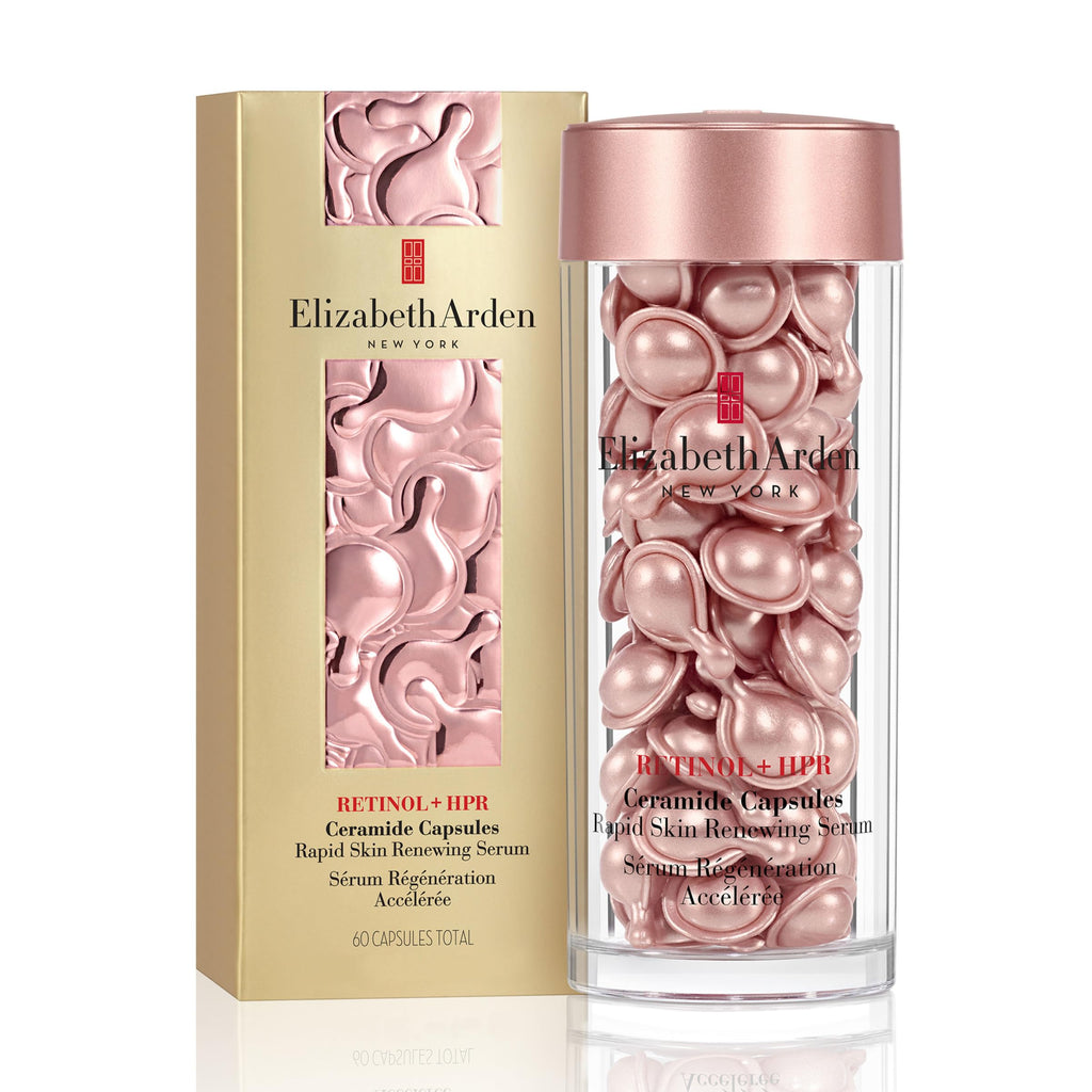 Elizabeth Arden Retinol + HPR Ceramide Rapid Skin Renewing Anti-Aging Face Serum Capsules, Fine Lines & Wrinkles Treatment with Peptides, Vitamin E, & Niacinamide, 60 Count