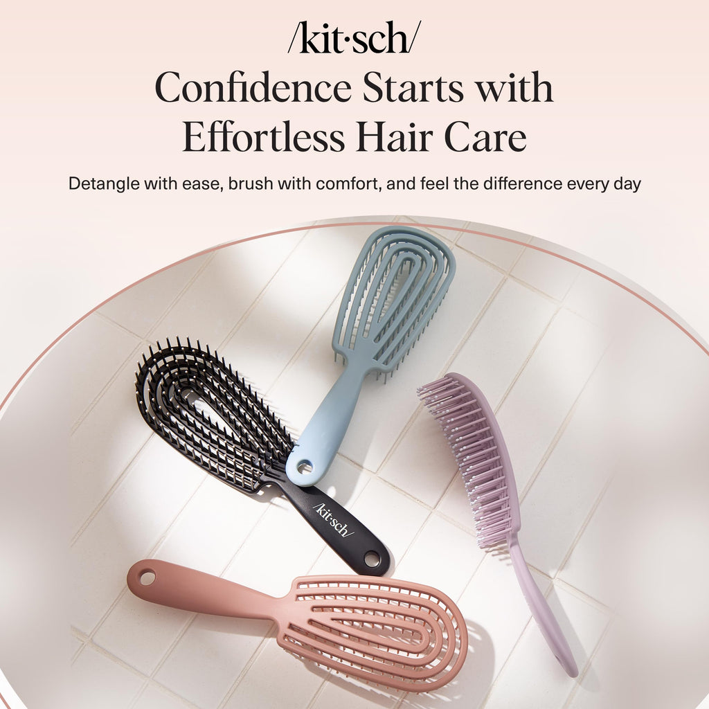 Kitsch Detangler Brush – Flexible Curly Hair Brush for Women, Men & Kids | Detangling Hairbrush with Bendable Frame and Ultra-Smooth Bristles for Wet or Dry Strands - Haze Blue