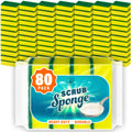 DecorRack 80 Count Non-Scratch Cleaning Scrub Sponges, Dual-Sided Heavy Duty Kitchen Sponges for Dishes, Cleaning Household, Bathroom, Car Wash - Yellow (Pack of 80)