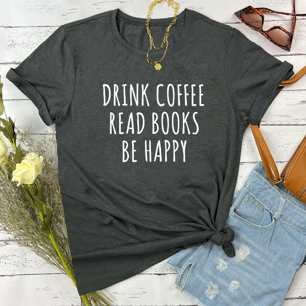 YITAN Women Graphic Tshirts Cute Tees Cotton Tops Dark Grey Small